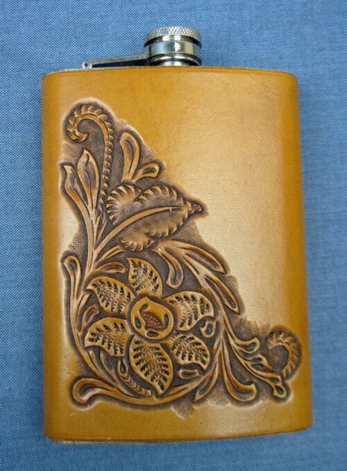 ~FLORAL TOOLED 8oz FLASK~